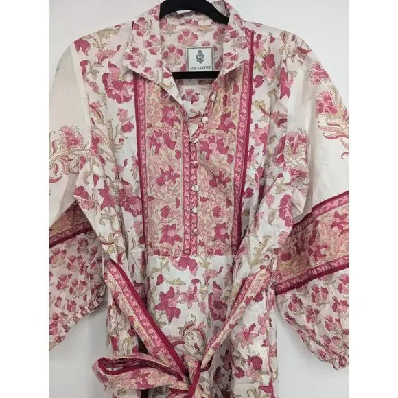 NWD Sue Sartor Long-Sleeve Flounce Mini Dress Size XL Pink Combo #MB438 - Picture 5 of 10